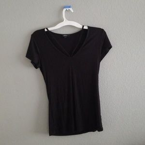 Black strappy front tee